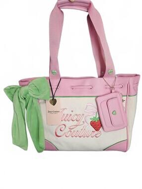 Juicy Couture Exclusive Retro Strawberry Daydreamer Tote Bag Powder Blush NWT